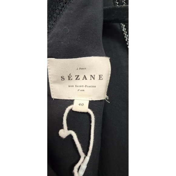 Sézane Black Sleeveless Ruffle V-Neck Dress Size 40 / M Elegant Parisian Style - Picture 9 of 11